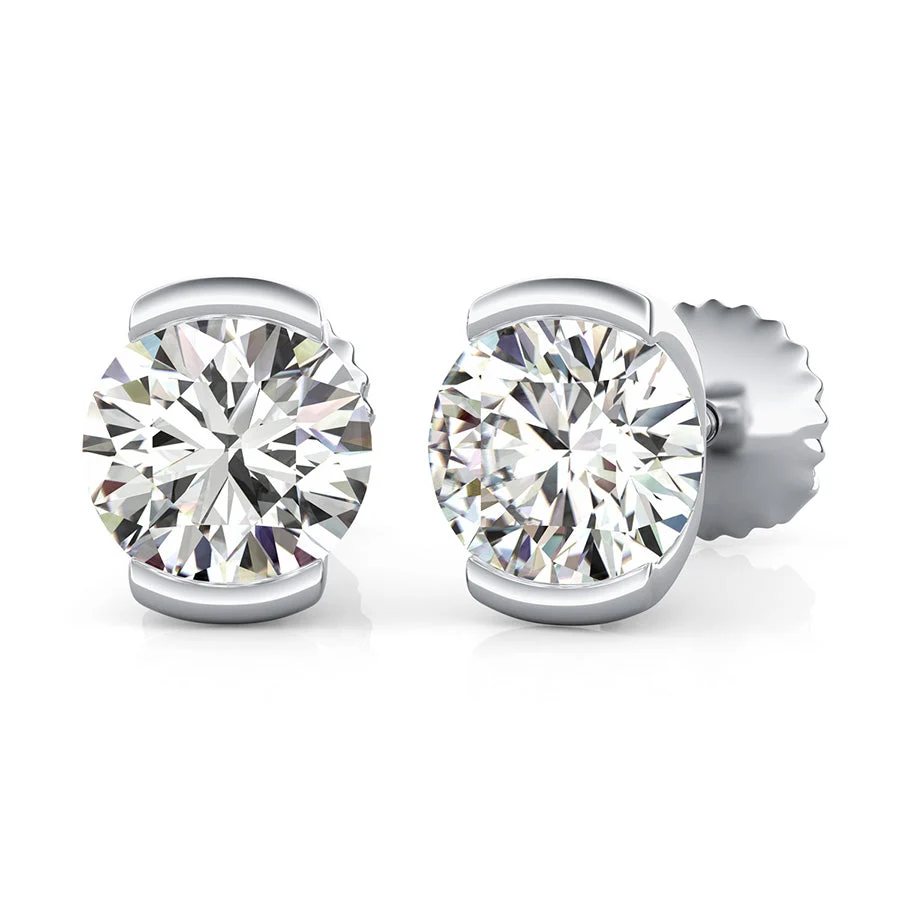 Half Bezel Stud Earrings - Custom Builder - SKU 201714