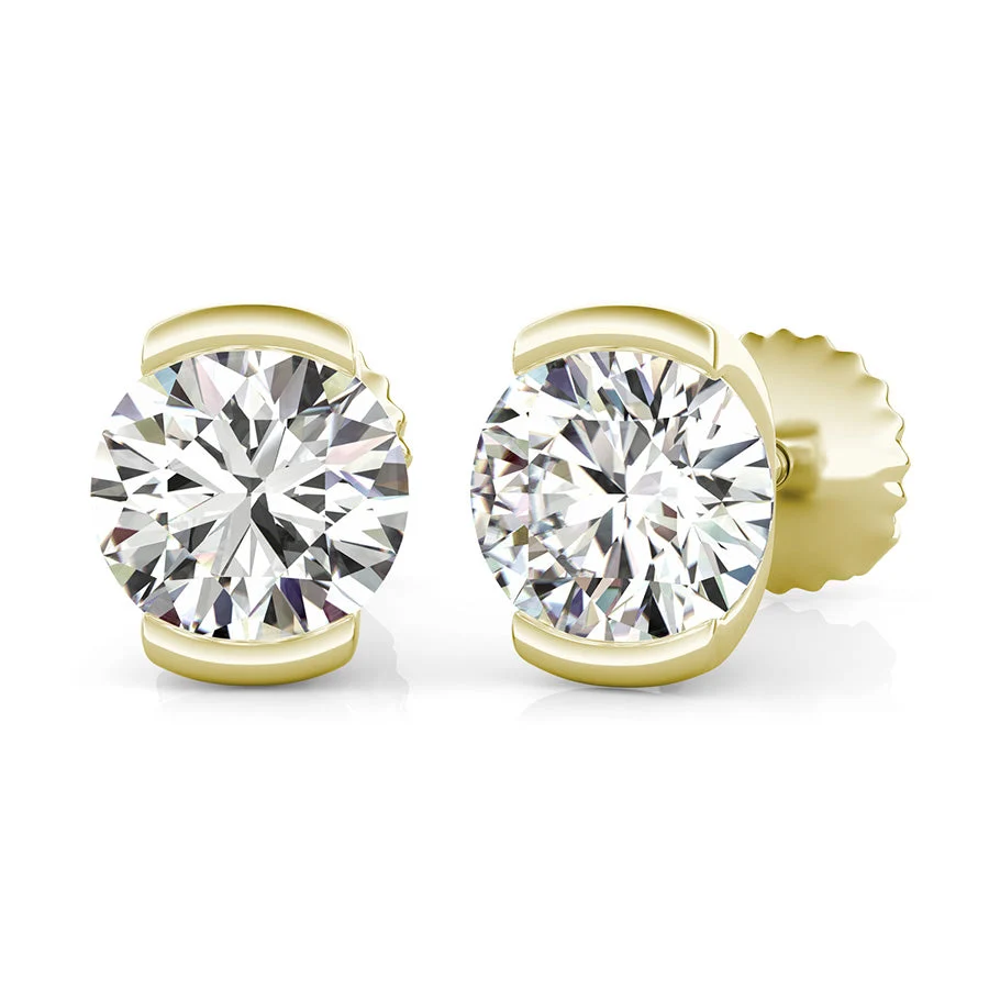Half Bezel Stud Earrings - Custom Builder - SKU 201714