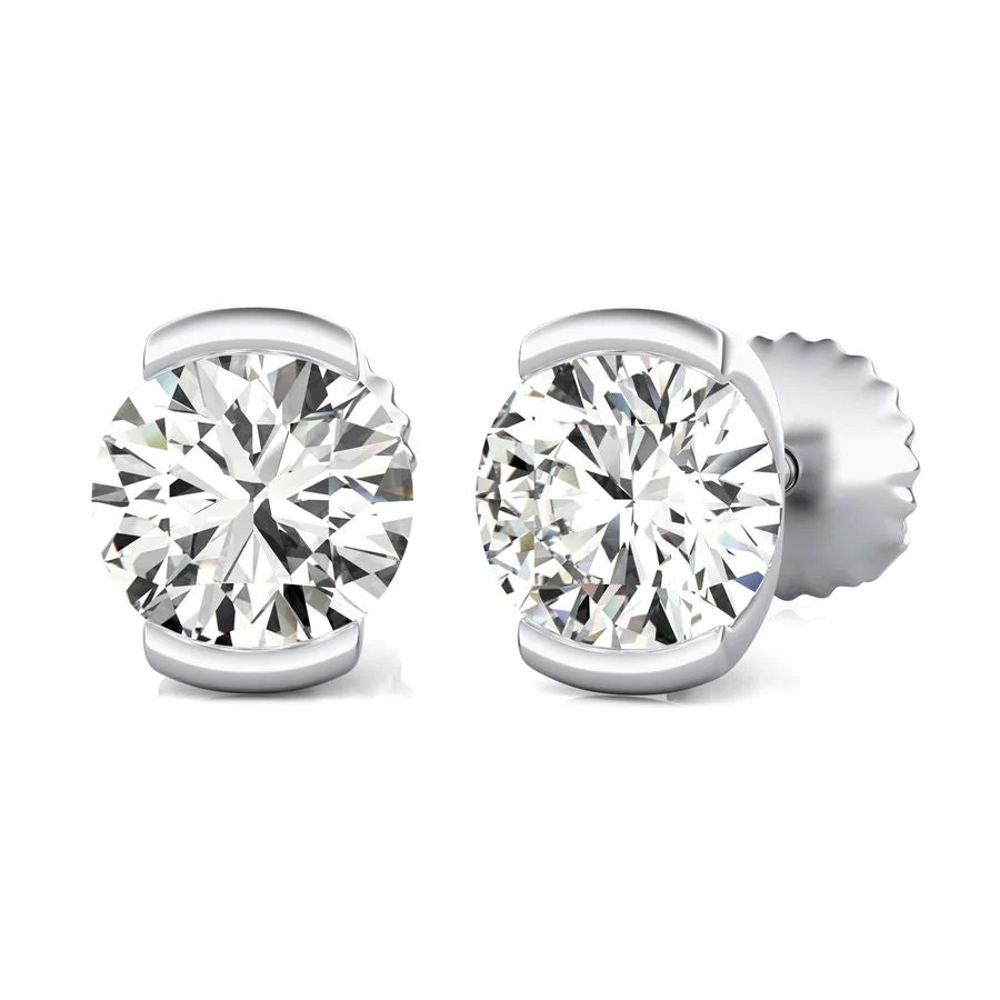 Half Bezel Stud Earrings - Custom Builder - SKU 206700