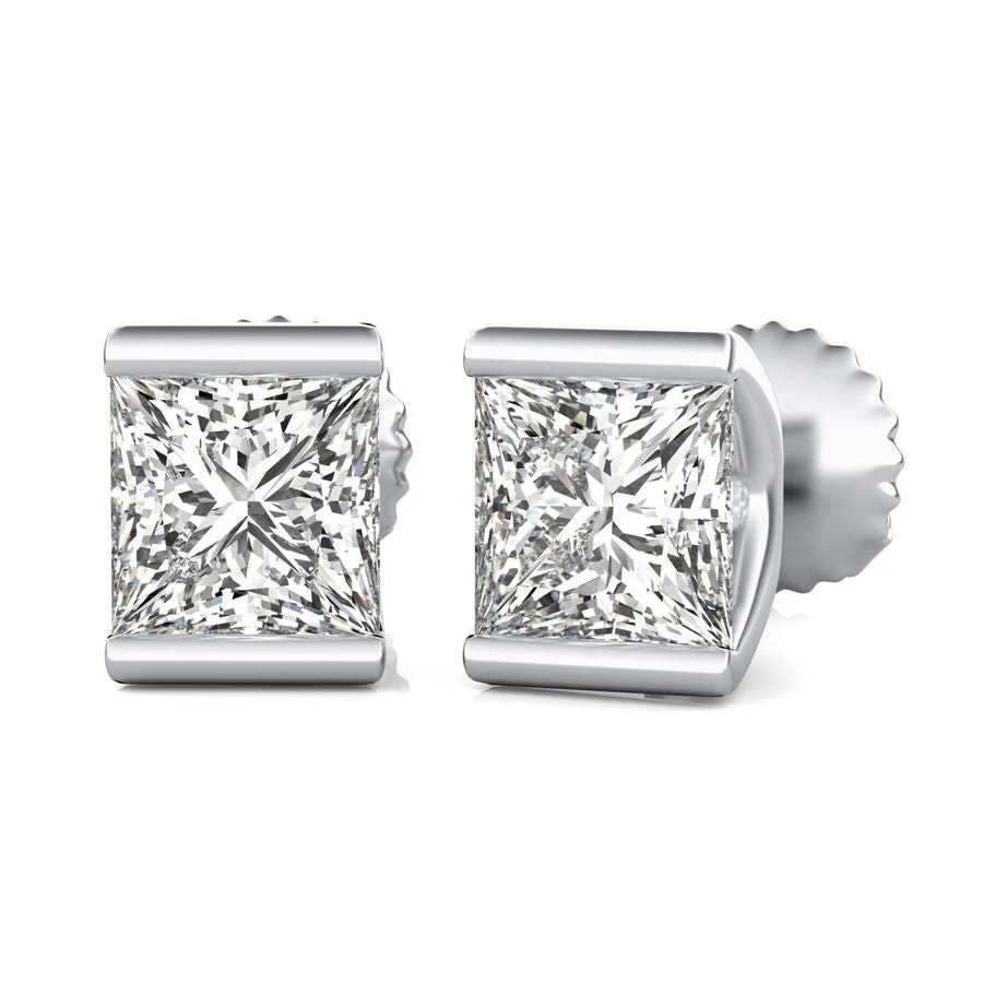 Half Bezel Stud Earrings - Custom Builder - SKU 206700