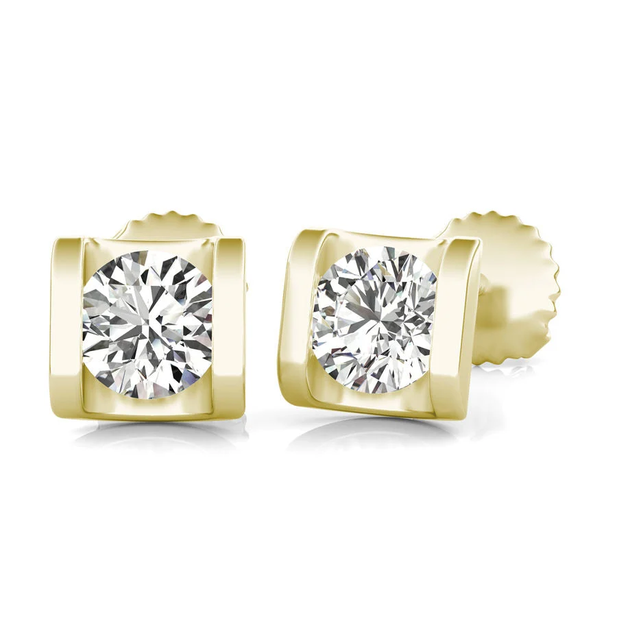 Half Bezel Stud Earrings - Custom Builder - SKU 281500