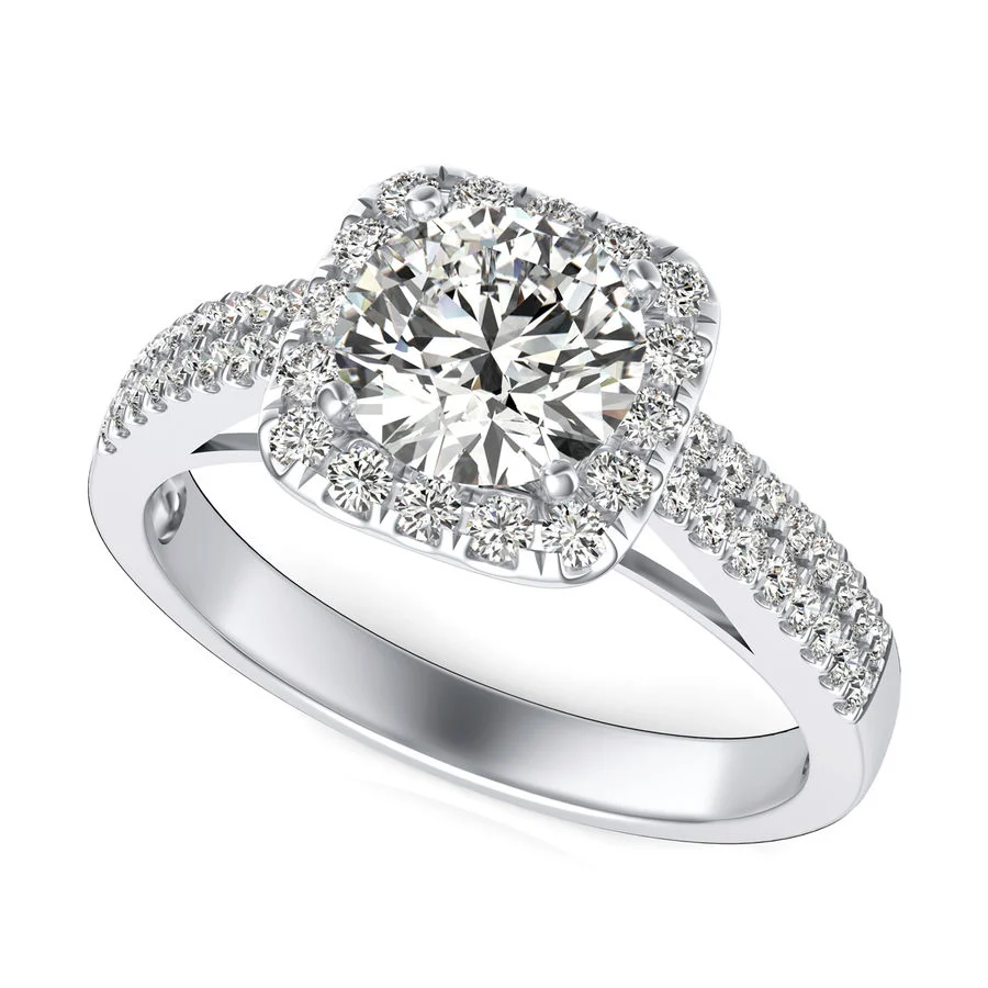 Halo Engagement Ring - Custom Builder - SKU 10750c