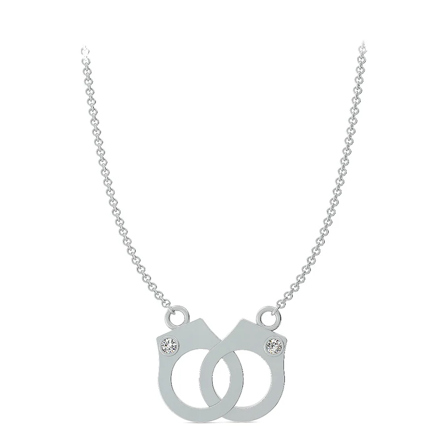 Handcuffs Charm Pendant With Bezel Set Stones