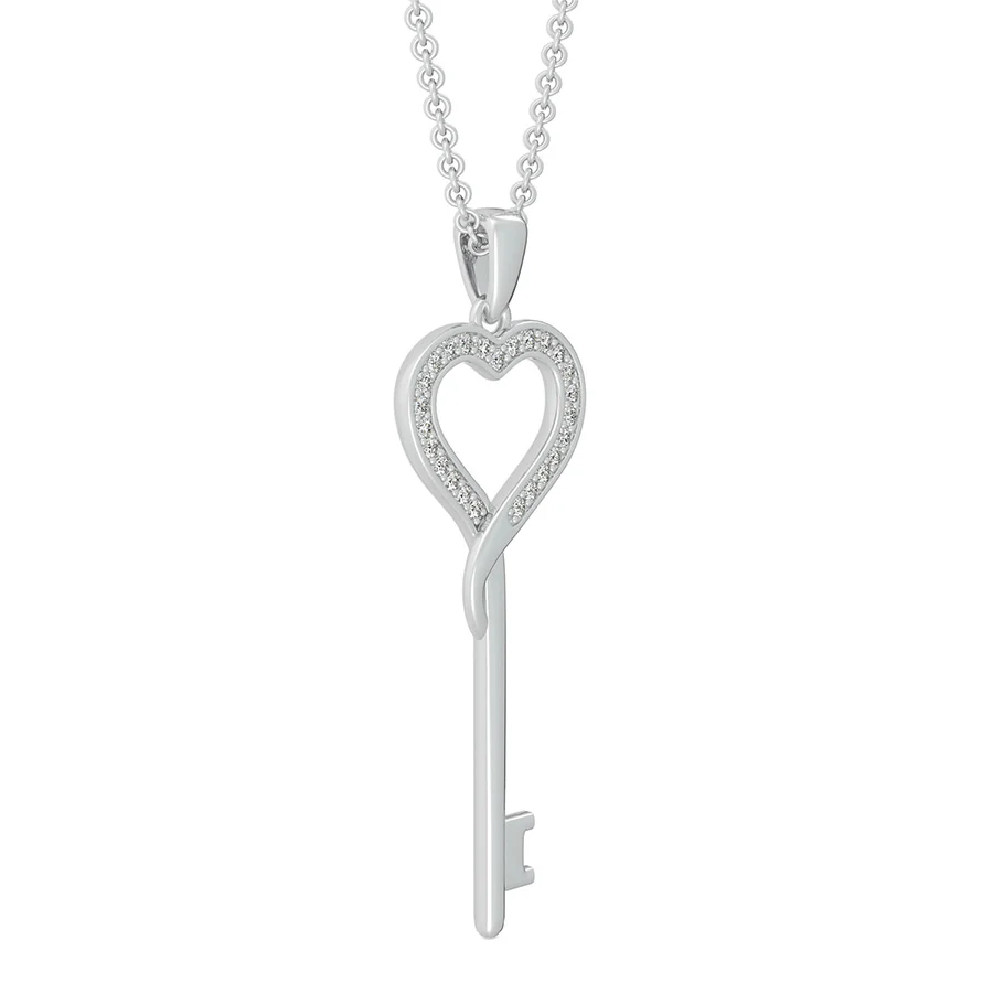 Heart Key Pendant With Pave Set Stones - Image 2