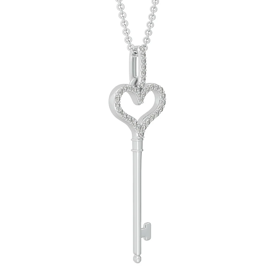 Heart Key Pendant With Pave Set Stones - Image 2
