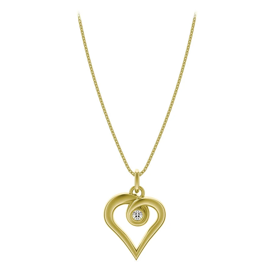 Heart Pendant With Twist Bezel Set Stone - Custom Builder - SKU 201903