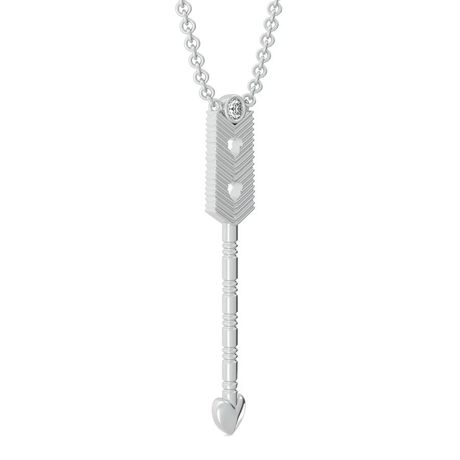 Heart Tribal Arrow Drop Pendant With Bezel Set Stone - Image 2