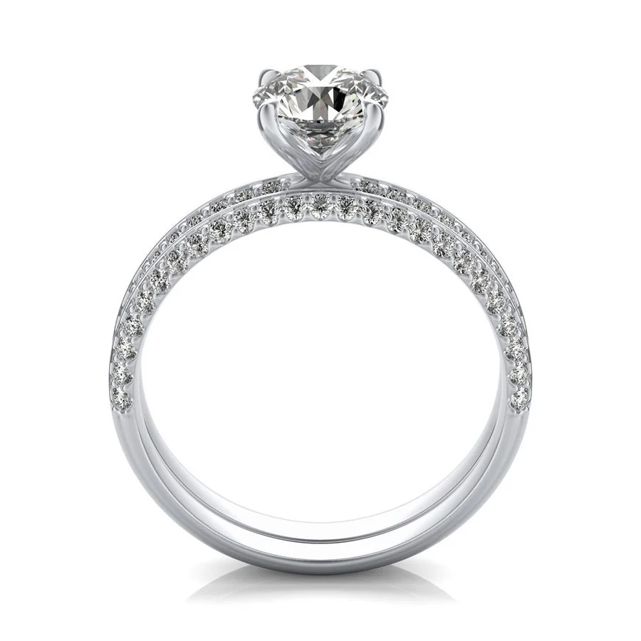 Knife Edge Engagement Ring With Matching Band - Image 2