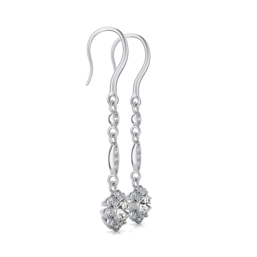 Lever Back Halo Drop Earrings - Image 2