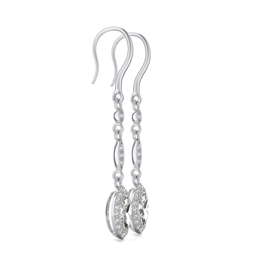 Lever Back Halo Drop Earrings - Image 2