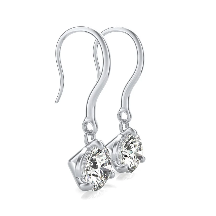 Lever Back Solitaire Earrings - Image 2
