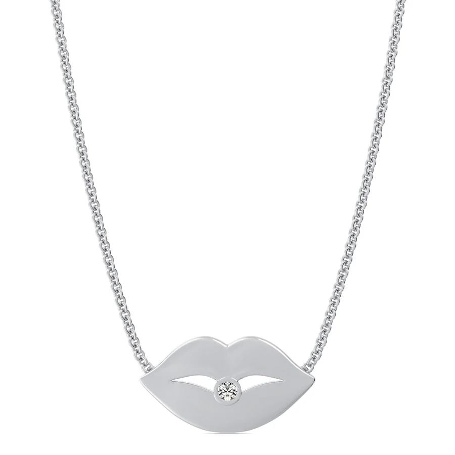 Lips Charm Pendant With Bezel Set Stone
