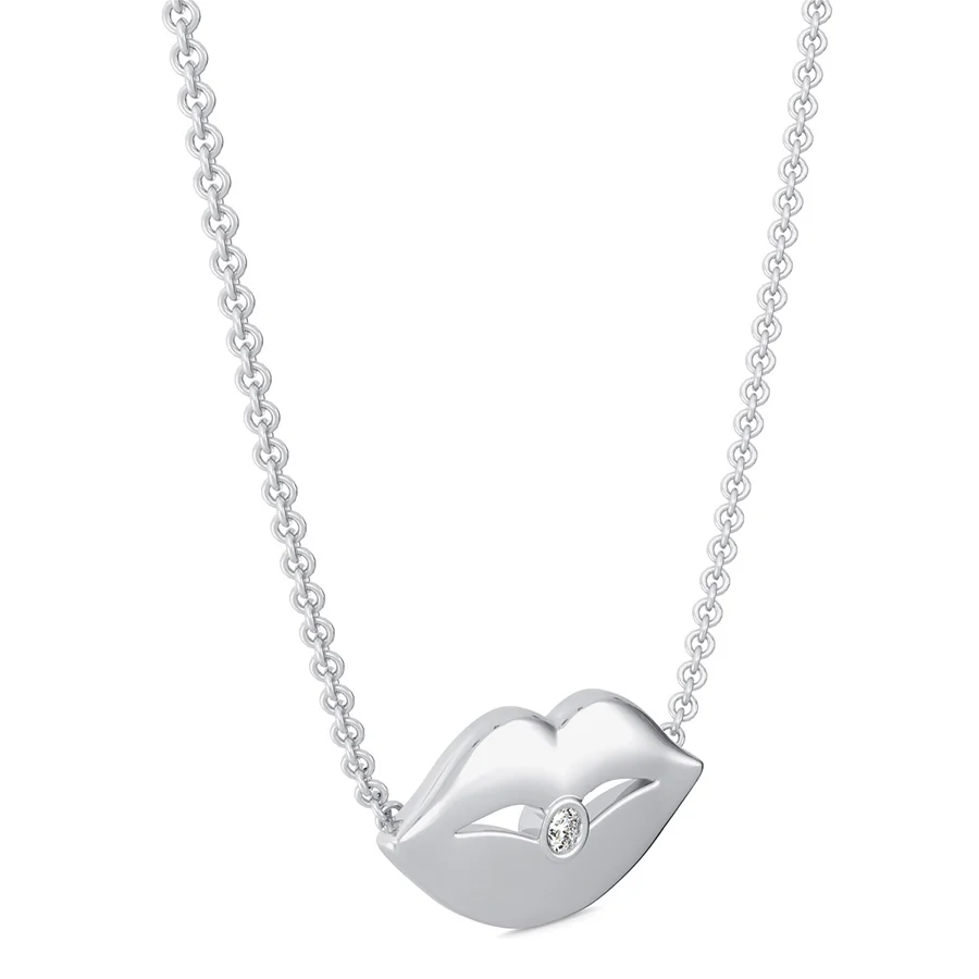 Lips Charm Pendant With Bezel Set Stone - Image 2