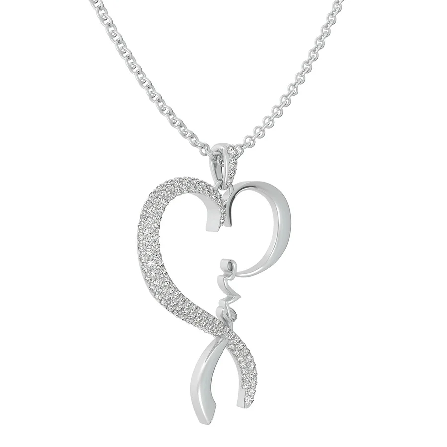 "Love" Heart Pendant With Micro Pave Set Stones - Image 2