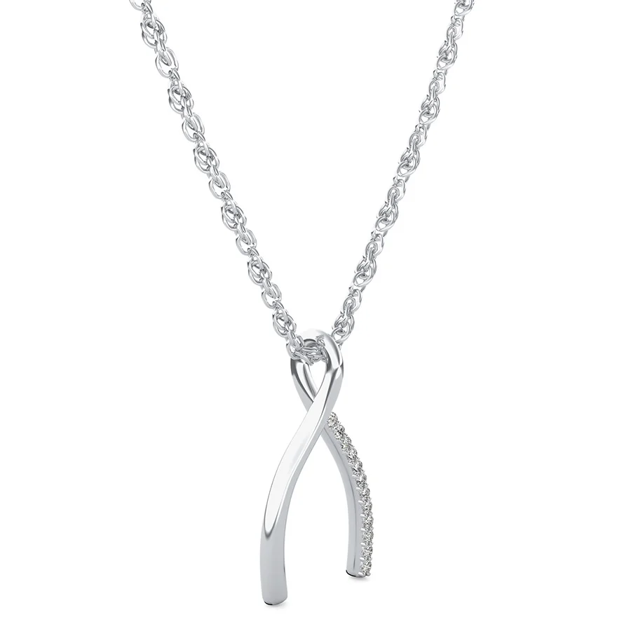 Lucky Wishbone Pendant With Pave Set Stones - Image 2
