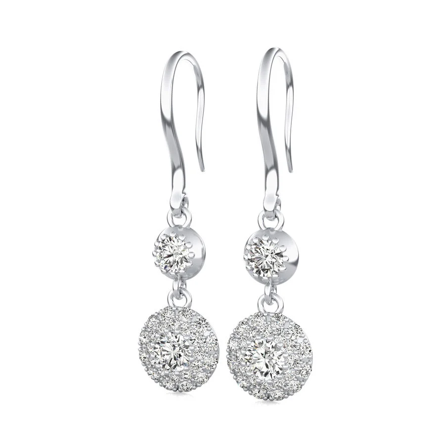 Micro Pave Dangle Halo Earrings