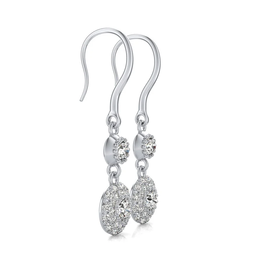 Micro Pave Dangle Halo Earrings - Image 2