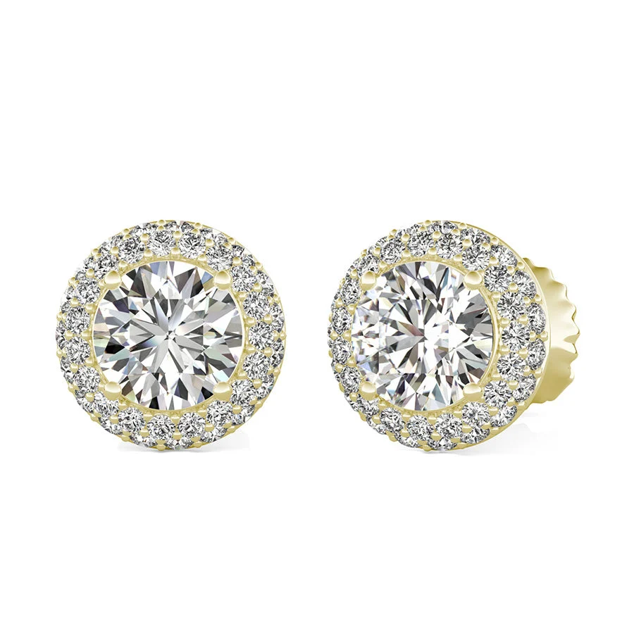 Micro Pave Halo Earrings - Custom Builder - SKU 401691
