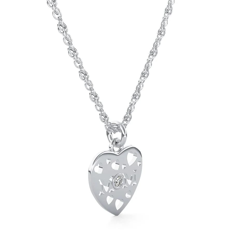 "Mom" Cut Through Heart Pendant - Image 2