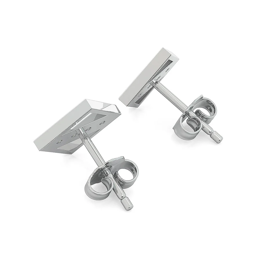 Open Diamond Shaped Earrings With Stones - Image 2