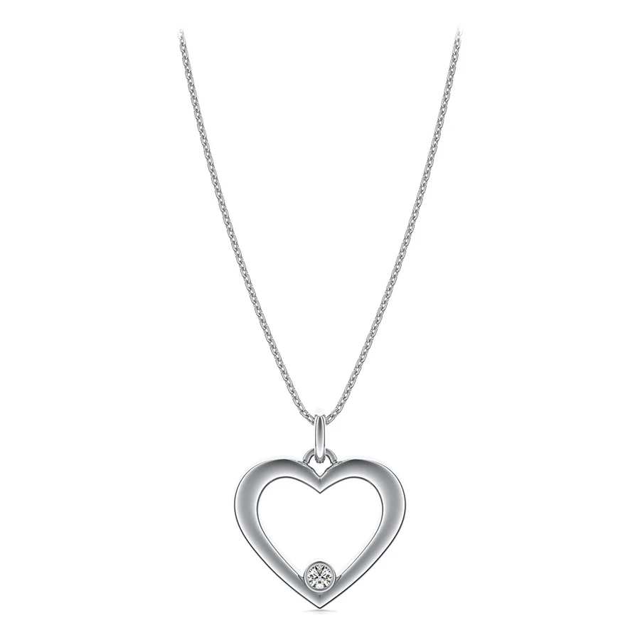 Open Heart Pendant With Bezel Set Stone