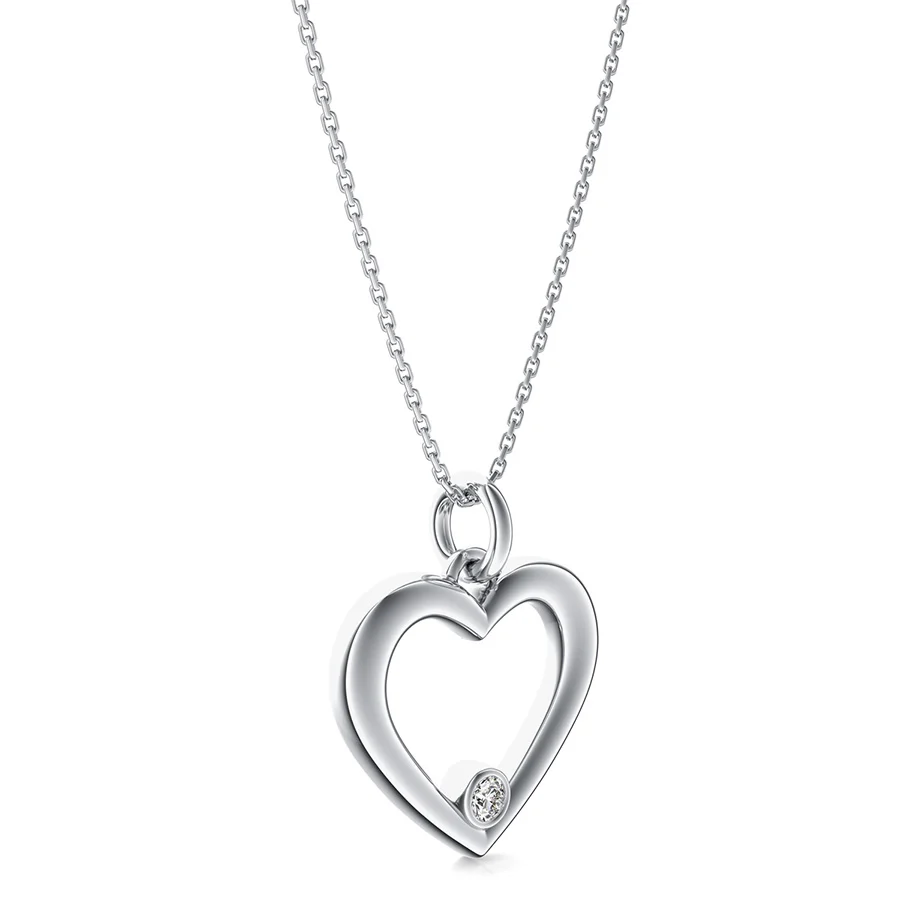 Open Heart Pendant With Bezel Set Stone - Image 2