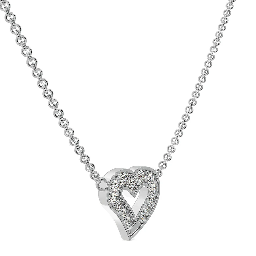 Open Heart Pendant With Pave Set Stones - Image 2