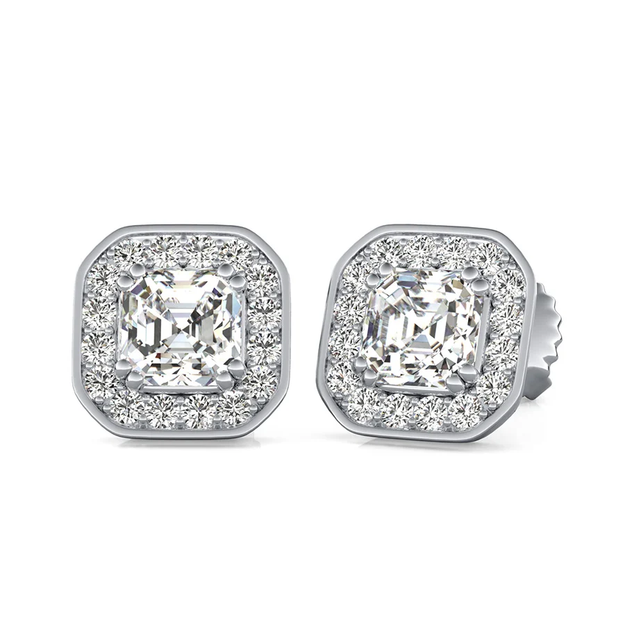 Pave Halo Earrings - Custom Builder - Customer's Product with option_price 8427.21 ID kEghIHSYheLreyyszlXjaO3F