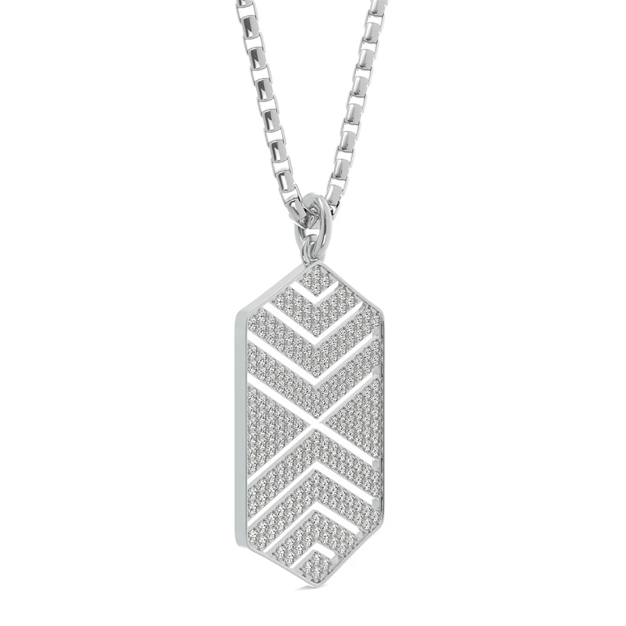 Pave Rectangular Hexigon Dog Tag Pendant - Image 2