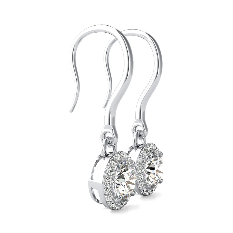 Pave Set Halo Dangle Earrings - Image 2