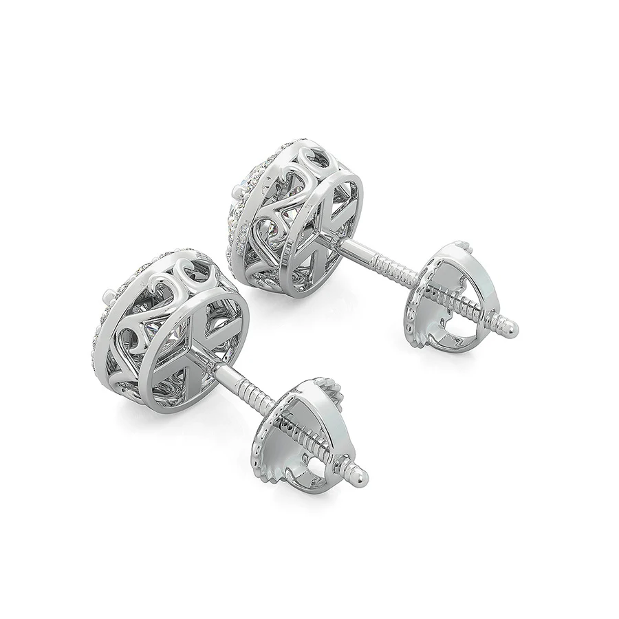 Scroll Basket Halo Earrings - Image 2