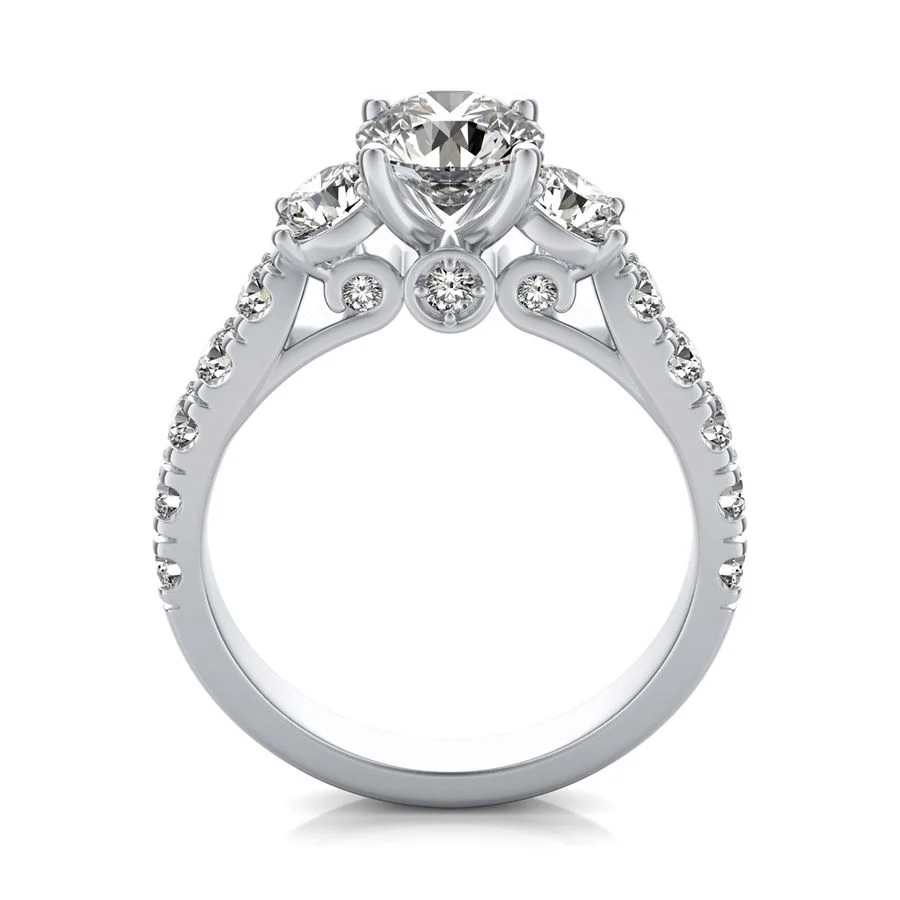 Scroll Three Stone Engagement Ring - Image 2