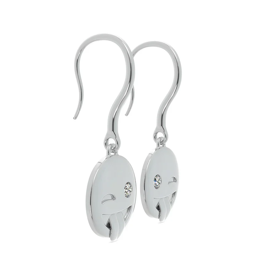 Smiley Tongue Out Emoji Coin Earrings - Image 2