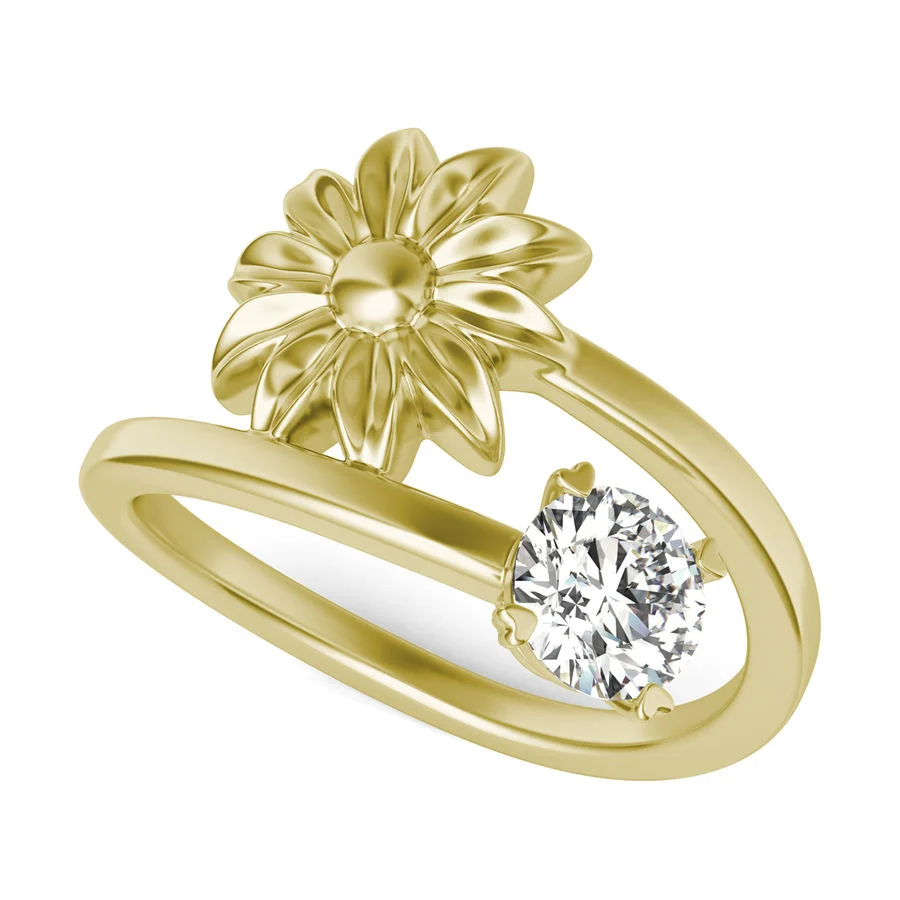 Solitaire Flower Ring - Custom Builder - SKU 240400