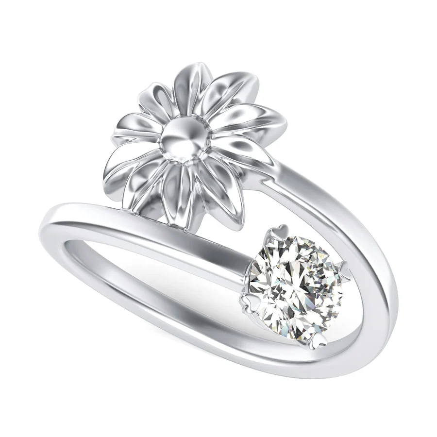 Solitaire Flower Ring - Custom Builder - SKU 240400