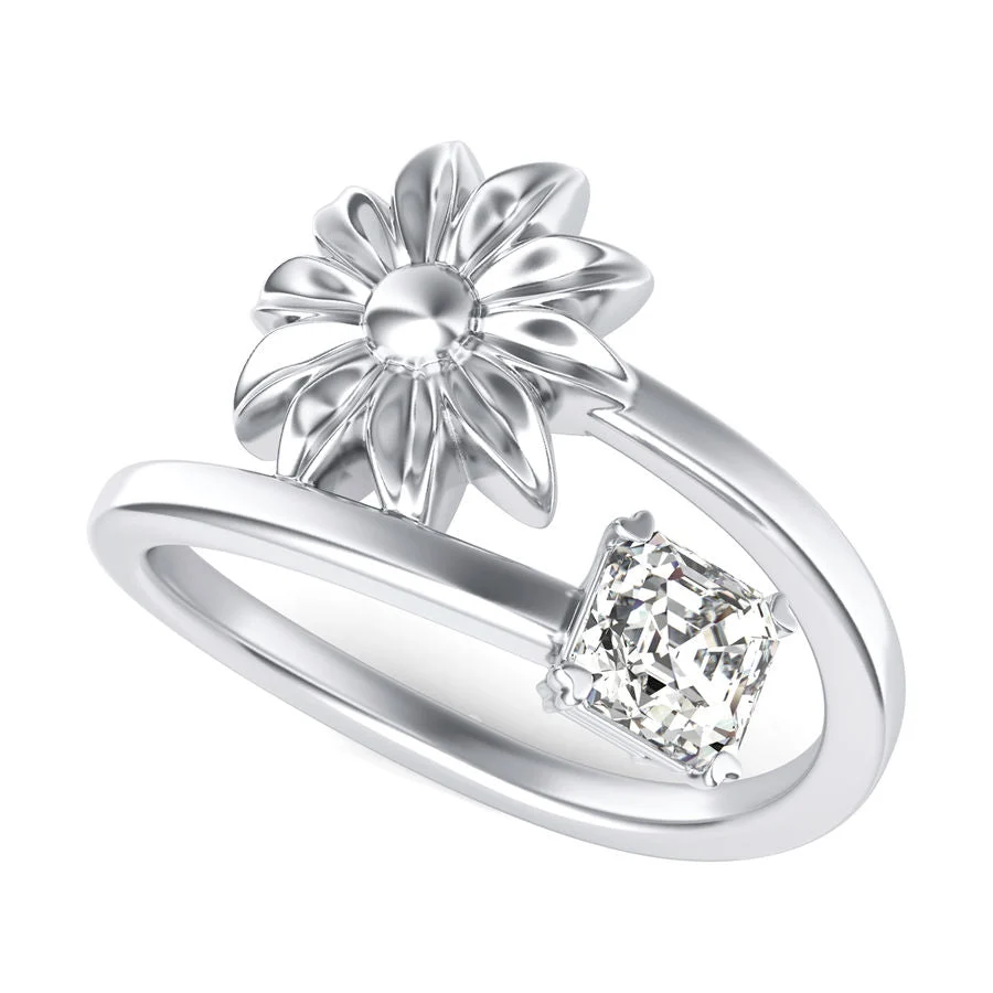 Solitaire Flower Ring - Custom Builder - SKU 240400