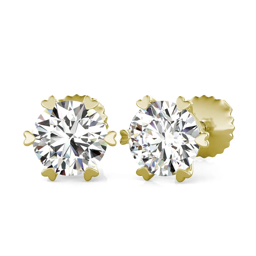 Solitaire Stud Earrings With Heart Shaped Prong - Custom Builder - SKU 201829