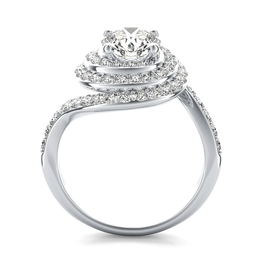 Spiral Halo Engagement Ring - Image 2