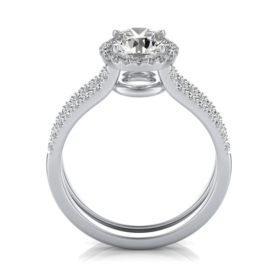 Split Shank Halo Engagement Ring - Image 2