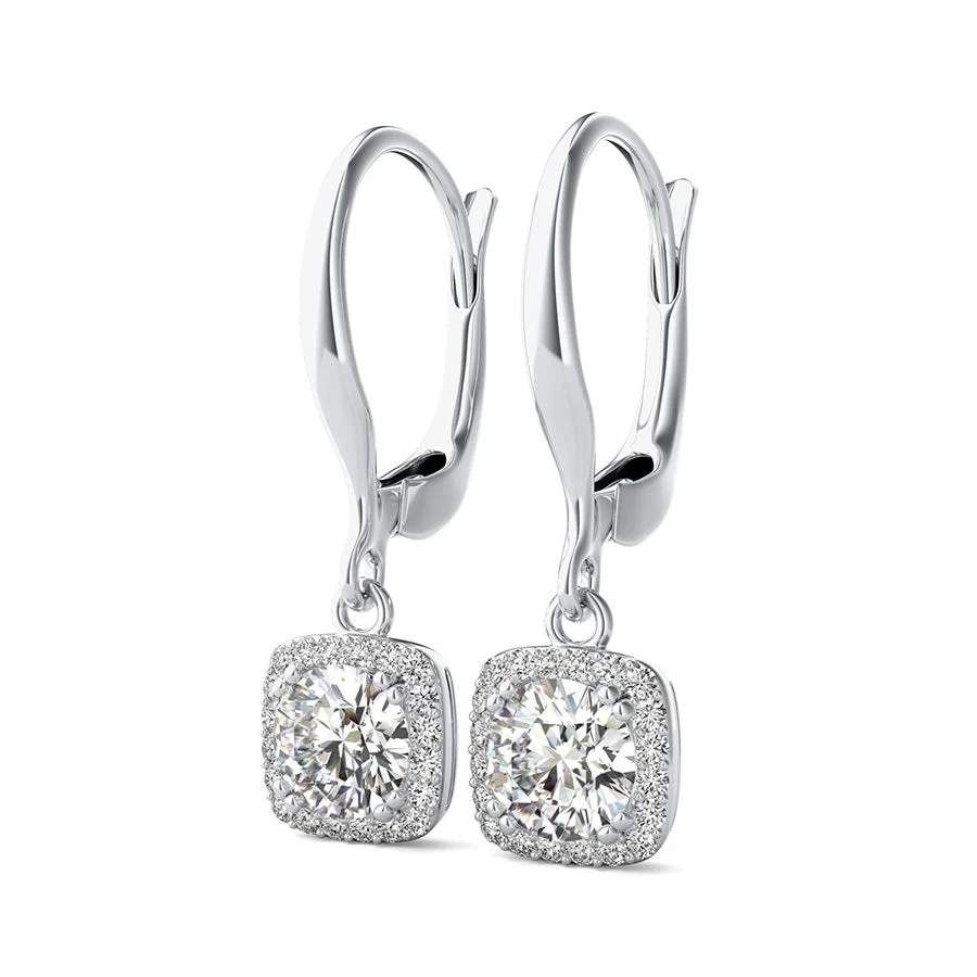 Square Halo Dangling Earrings - Custom Builder - SKU 201744