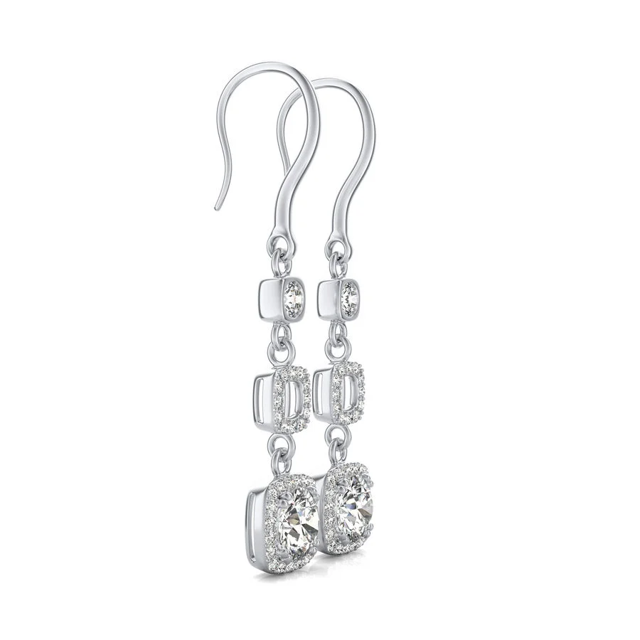 Square Halo Lever Back Earrings - Image 2