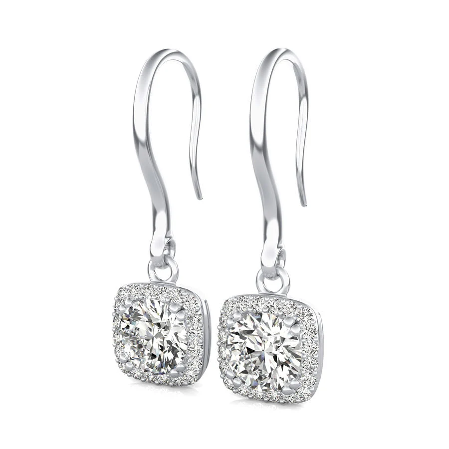 Square Halo Lever Back Earrings - Custom Builder - SKU 210800