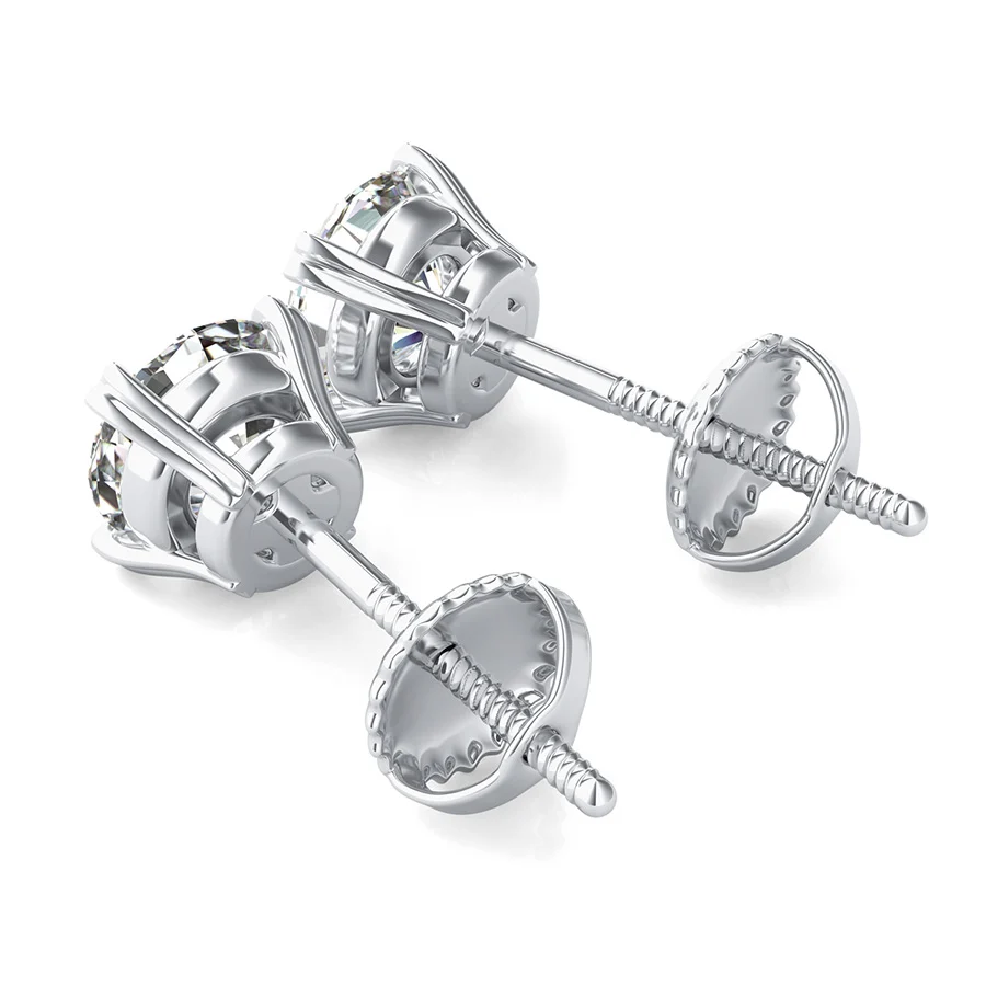 Stud Earrings With Heart Shaped Prong Setting - Image 2