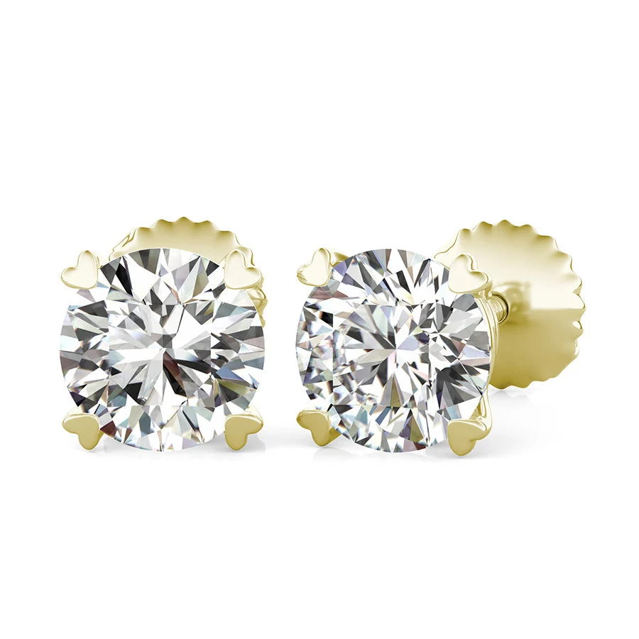 Stud Earrings With Heart Shaped Prong Setting - Custom Builder - SKU 201698