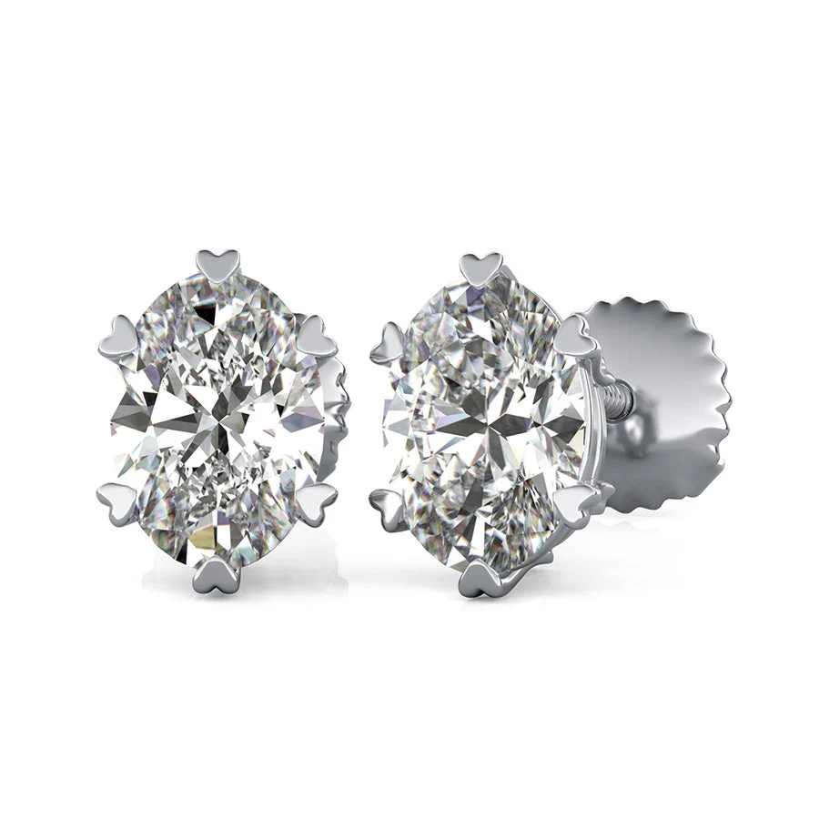 Stud Earrings With Heart Shaped Prong Setting - Custom Builder - SKU 201698