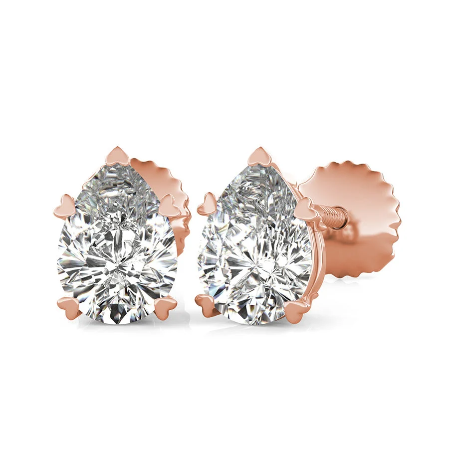 Stud Earrings With Heart Shaped Prong Setting - Custom Builder - SKU 201698