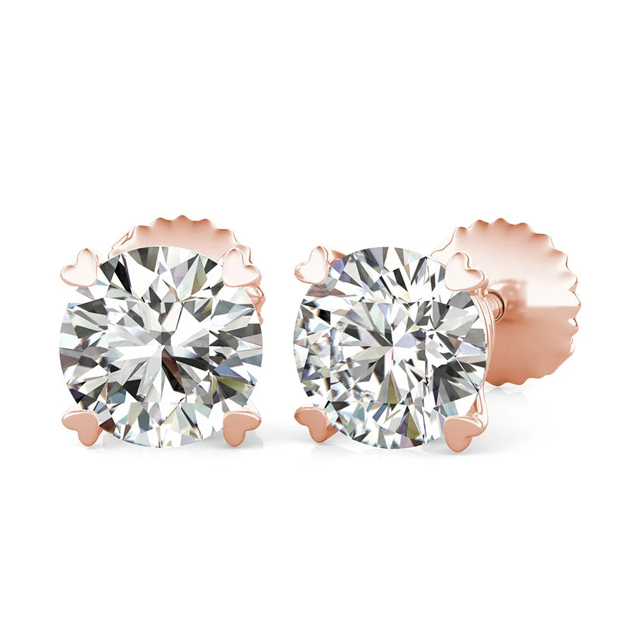 Stud Earrings With Heart Shaped Prong Setting - Custom Builder - SKU 201698
