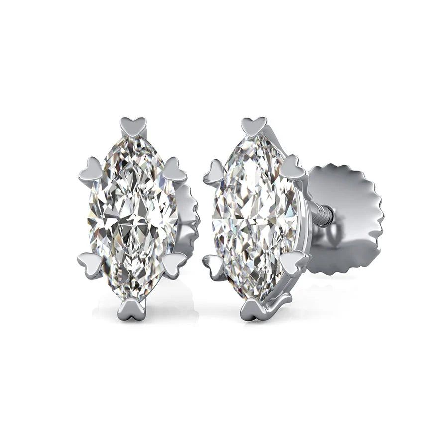 Stud Earrings With Heart Shaped Prong Setting - Custom Builder - SKU 201698