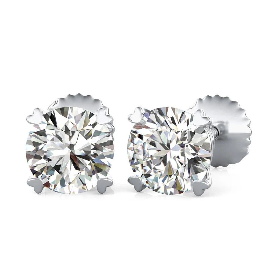 Stud Earrings With Heart Shaped Prong Setting - Custom Builder - SKU 201698