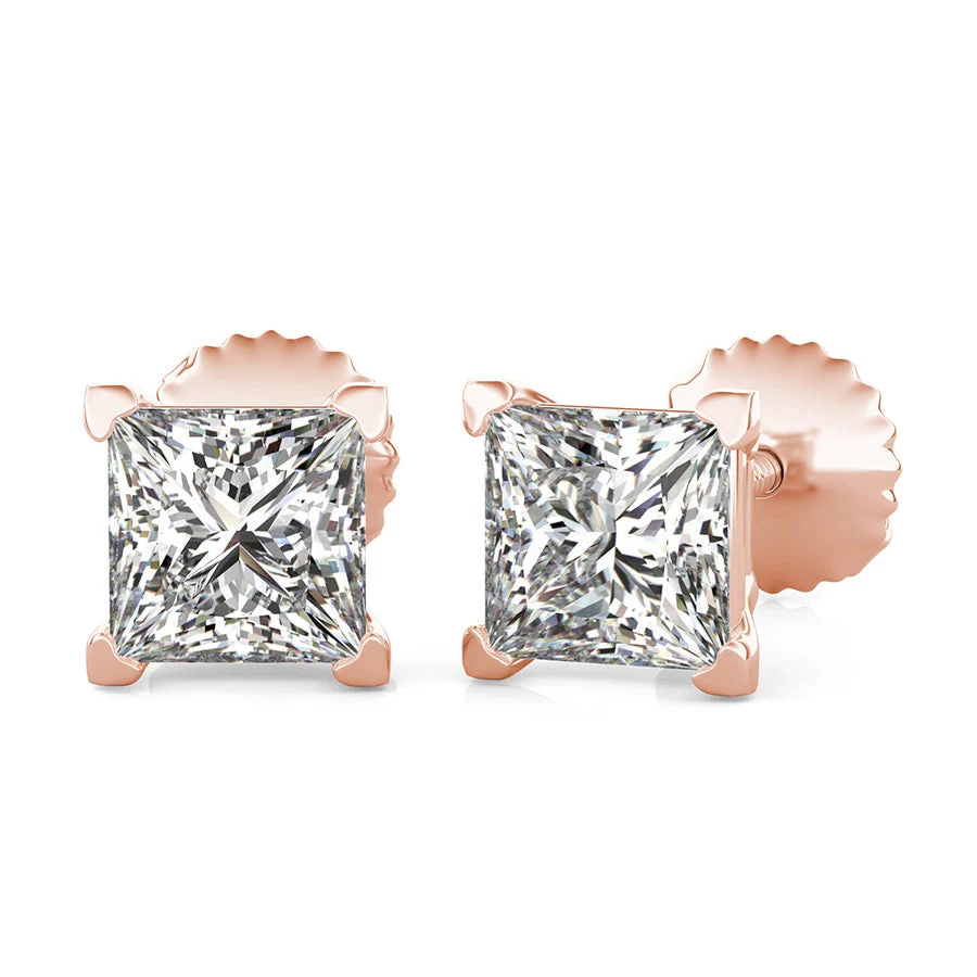 Stud Earrings With Heart Shaped Prong Setting - Custom Builder - SKU 201698